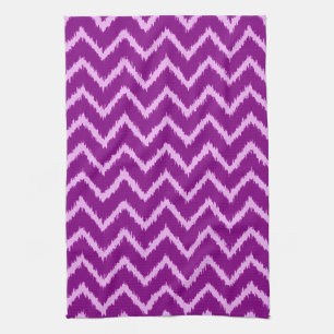 Ikat Chevrons - Amethyst purple and light orchid Tea Towel
