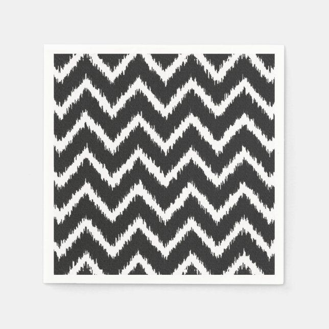 Ikat Chevrons - Black and white Napkin (Front)