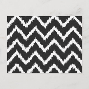 Ikat Chevrons - Black and white Postcard