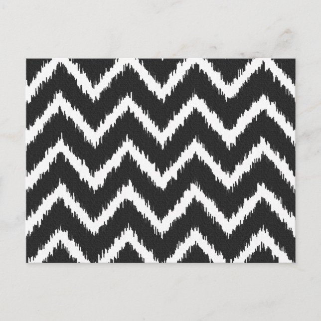 Ikat Chevrons - Black and white Postcard (Front)