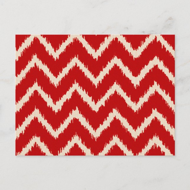 Ikat Chevrons - Chinese red and tan Postcard (Front)