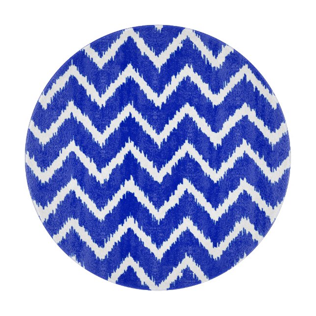 Ikat Chevrons - Cobalt blue and white Cutting Board (Front)