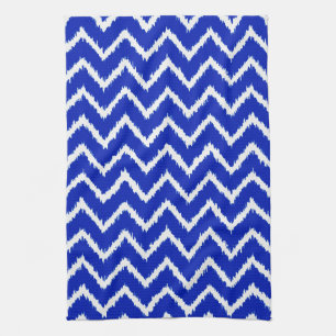 Ikat Chevrons - Cobalt blue and white Tea Towel