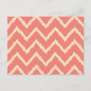 Ikat Chevrons - Coral orange and peach Postcard