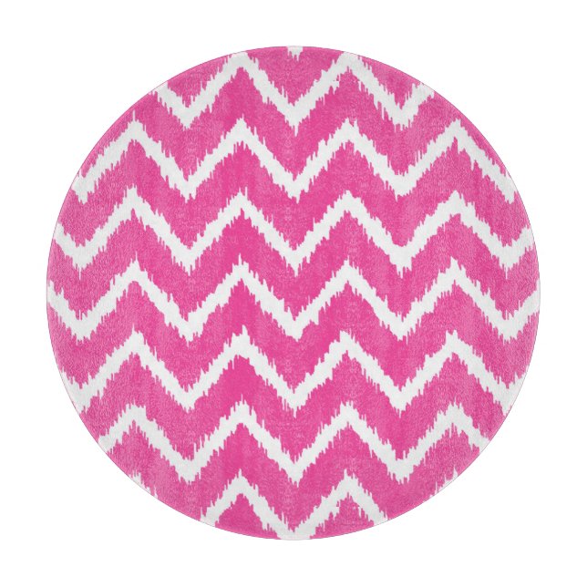 Ikat Chevrons - Deep fuchsia pink and white Cutting Board (Front)