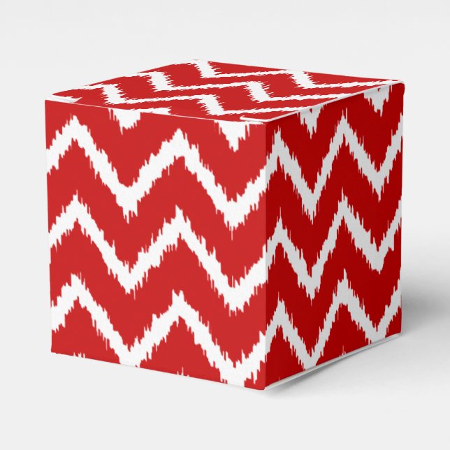 Ikat Chevrons - Deep red and white Favour Box (Front Side)