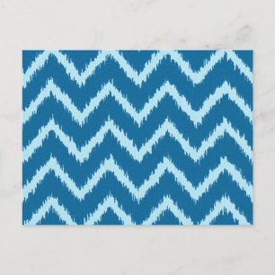 Ikat Chevrons - Indigo and Pale Blue Postcard