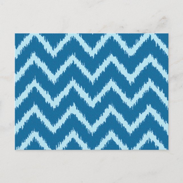 Ikat Chevrons - Indigo and Pale Blue Postcard (Front)