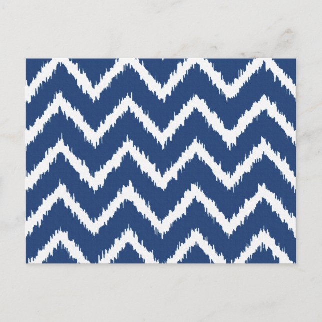 Ikat Chevrons - Navy blue and white Postcard (Front)