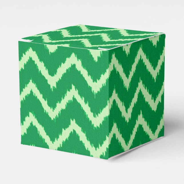 Ikat Chevrons - Pine and light green Favour Box (Front Side)