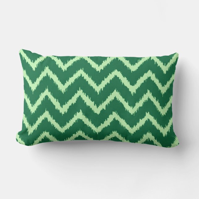 Ikat Chevrons - Pine and light green Lumbar Cushion (Front)