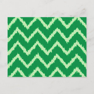 Ikat Chevrons - Pine and light green Postcard