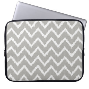 Ikat Chevrons - Silver grey and white Laptop Sleeve