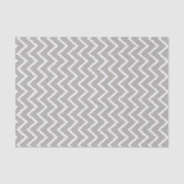 Ikat Chevrons - Silver grey and white Tissue Paper (Front)