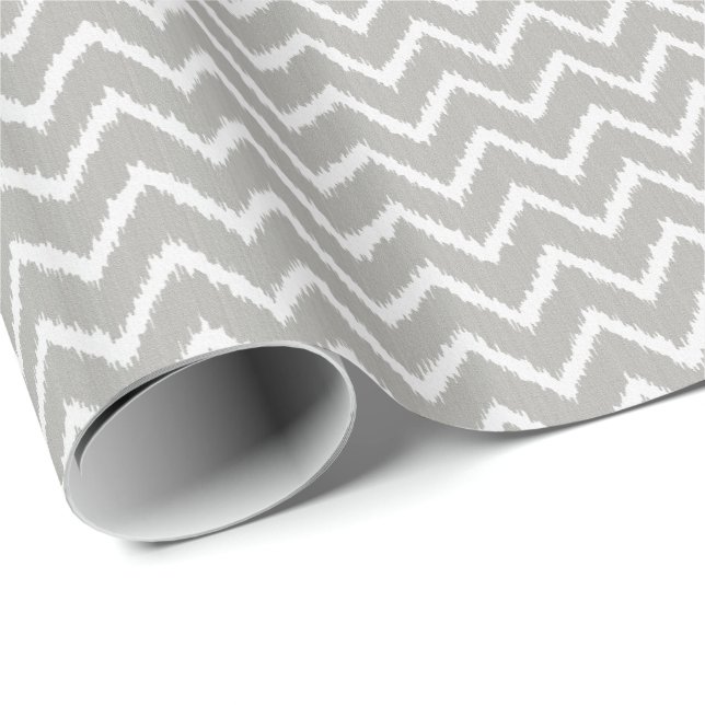 Ikat Chevrons - Silver grey and white Wrapping Paper (Roll Corner)