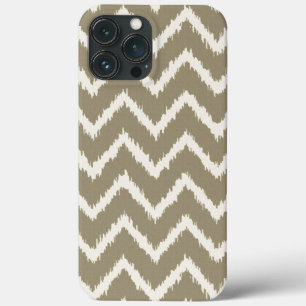 Ikat Chevrons - Taupe tan and beige iPhone 13 Pro Max Case