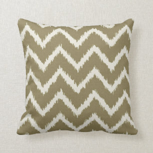 Ikat Chevrons - Taupe tan and beige Cushion