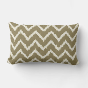 Ikat Chevrons - Taupe tan and beige Lumbar Cushion
