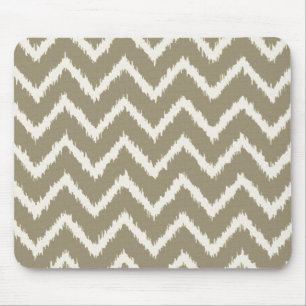 Ikat Chevrons - Taupe tan and beige Mouse Pad