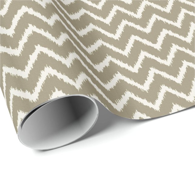 Ikat Chevrons - Taupe tan and cream Wrapping Paper (Roll Corner)