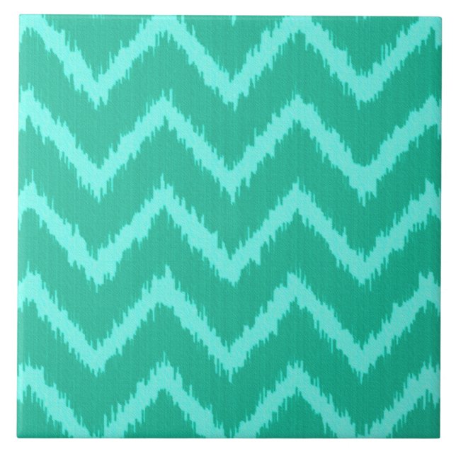 Ikat Chevrons - Turquoise and aqua Tile (Front)