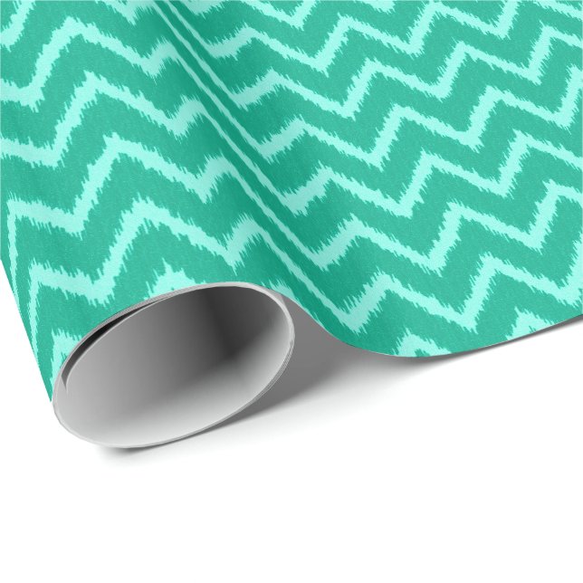 Ikat Chevrons - Turquoise and aqua Wrapping Paper (Roll Corner)