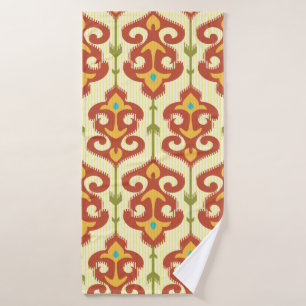 Ikat damask pattern bath towel