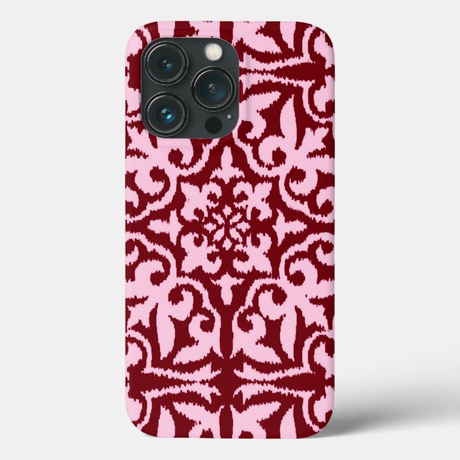 Ikat damask pattern - Burgundy and Pink Case-Mate iPhone Case (Back)