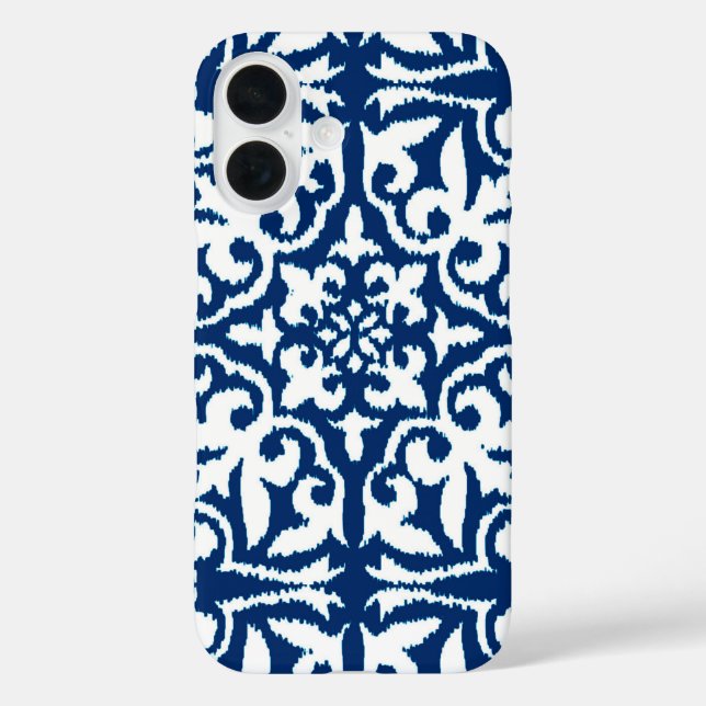 Ikat damask pattern - Cobalt Blue and White Case-Mate iPhone Case (Back)