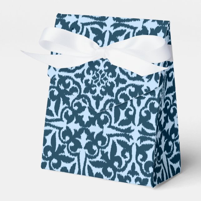 Ikat damask pattern - Dark Indigo and Light Blue Favour Box (Front Side)