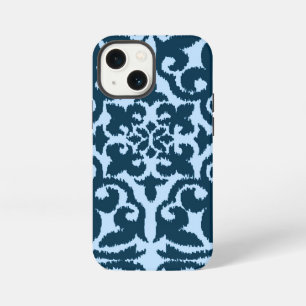 Ikat damask pattern - Dark Indigo and Light Blue iPhone 13 Mini Case