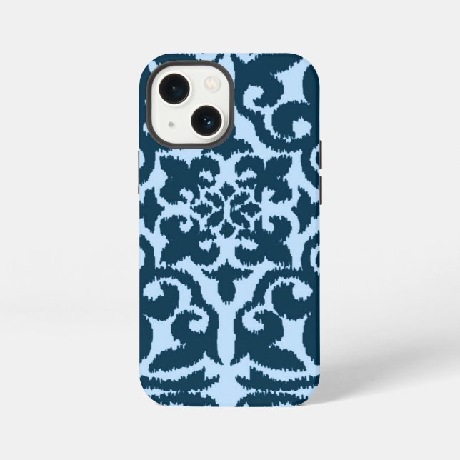 Ikat damask pattern - Dark Indigo and Light Blue iPhone Case (Back)
