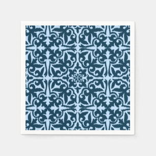 Ikat damask pattern - Dark Indigo and Light Blue Napkin