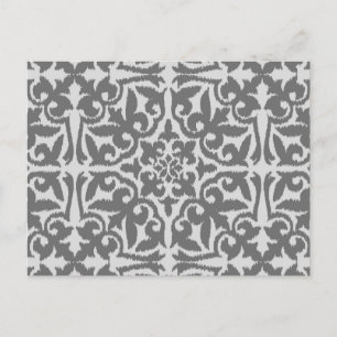 Ikat damask pattern - Light and Medium Grey Postcard