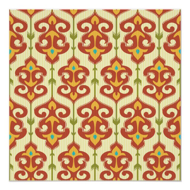 Ikat damask pattern poster (Front)