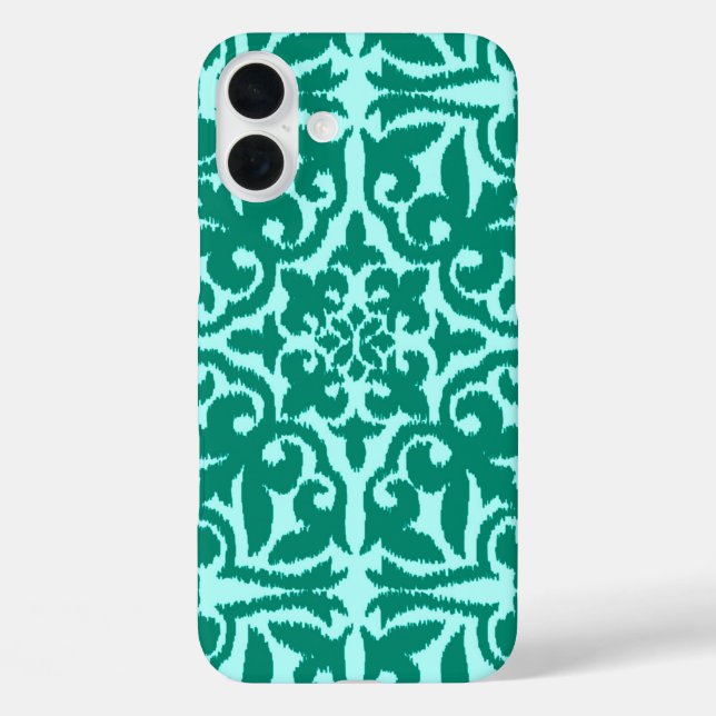 Ikat damask pattern - Turquoise and Aqua Case-Mate iPhone Case (Back)