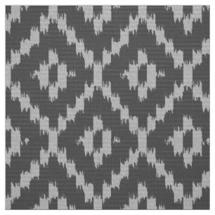 Ikat Diamond Pattern - Charcoal and silver grey Fabric