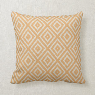 Ikat Diamond Pattern in Apricot and Cream Cushion