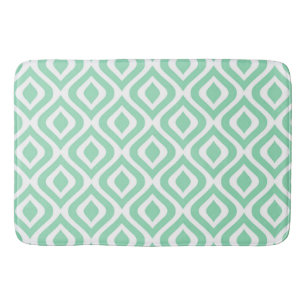 Ikat Diamond Pattern in Mint Green Bath Mat