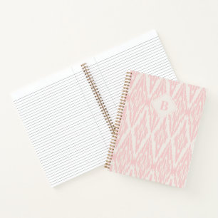 Ikat Diamond Pattern in Pastel Pink Monogram Notebook