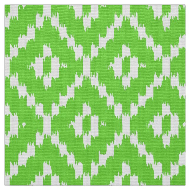 Ikat Diamond Pattern - Lime green and white Fabric (Swatch)