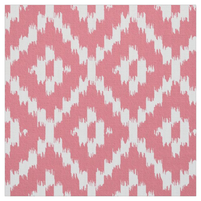Ikat Diamond Pattern - Shell pink and white Fabric (Swatch)