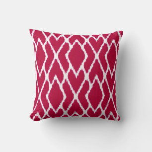 Ikat diamonds - Ruby red and white Cushion