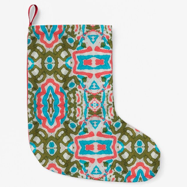 Ikat Ethnic Abstract Pattern. Shaman Pattern. Peni Small Christmas Stocking (Front)