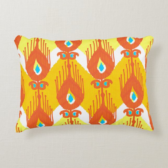 Ikat fabric pattern decorative cushion (Front)