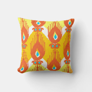 Ikat Fabric Pattern: Ethnic Vintage Design. Cushion