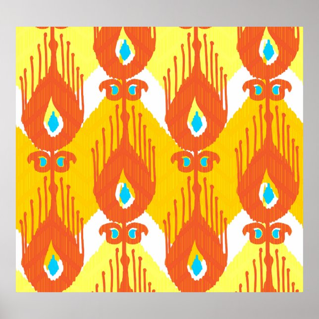 Ikat Fabric Pattern: Ethnic Vintage Design. Poster (Front)