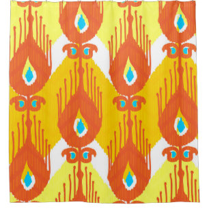 Ikat fabric pattern shower curtain