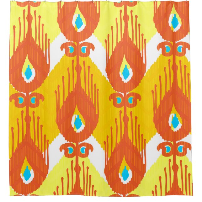 Ikat fabric pattern shower curtain (Front)