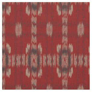 Ikat Fabric Stripes Pattern in Red Grey White